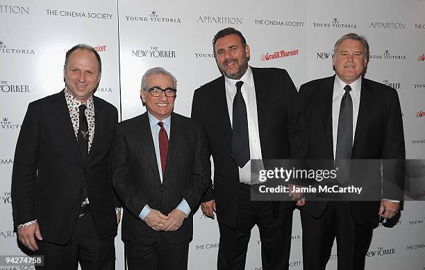 Bob Berney,CEO of Apparition, producer Martin Scorsese, producer Graham King, and producer Tim Headington attend The Cinema Society screening of "The...