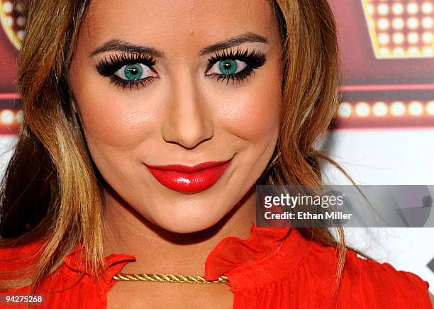 Singer Aubrey O'Day arrives at the DVD launch party for the film, "The Hangover" at the Pure Nightclub at Caesars Palace December 10, 2009 in Las...