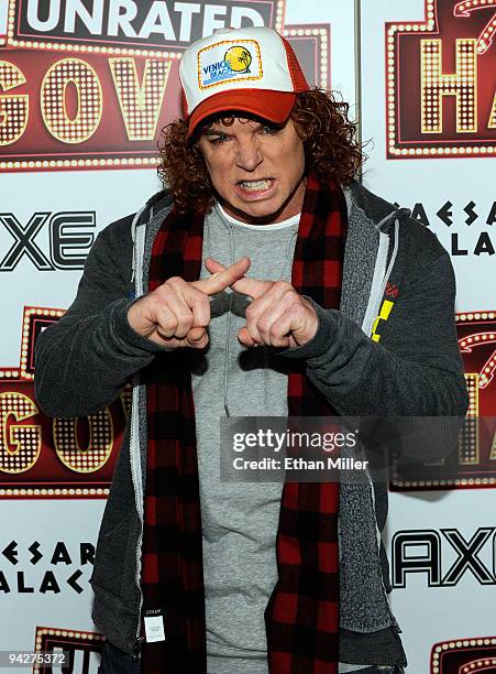 Comedian Carrot Top arrives at the DVD launch party for the film, "The Hangover" at the Pure Nightclub at Caesars Palace December 10, 2009 in Las...