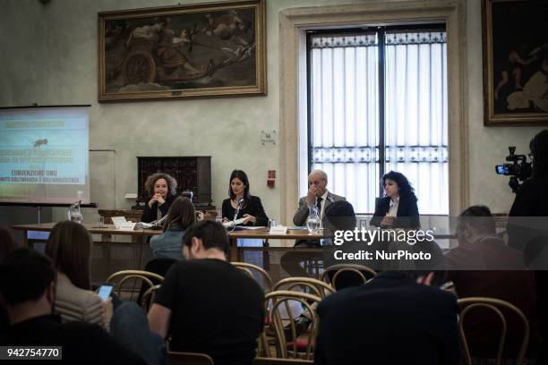 The Mayor of Rome Virginia Raggi with the President of UNICEF Italy Giacomo Guerrera, the councillor for Person, School and Solidarity Community...