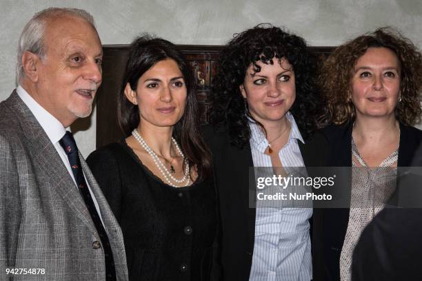 The Mayor of Rome Virginia Raggi with the President of UNICEF Italy Giacomo Guerrera, the councillor for Person, School and Solidarity Community...