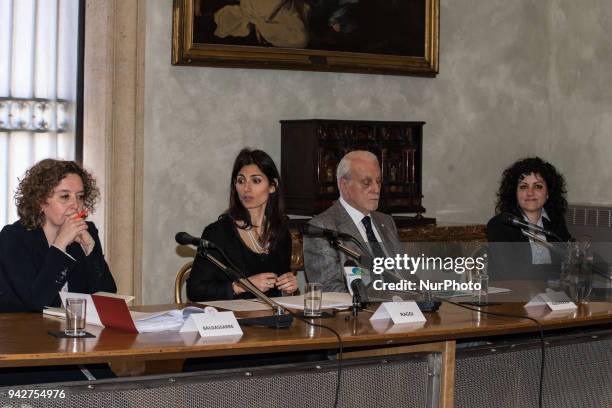 The Mayor of Rome Virginia Raggi with the President of UNICEF Italy Giacomo Guerrera, the councillor for Person, School and Solidarity Community...