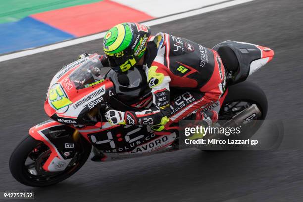 Eric Granado of Spain and Forward Racing Team heads down a straight during the MotoGp of Argentina - Free Practice on April 6, 2018 in Rio Hondo,...