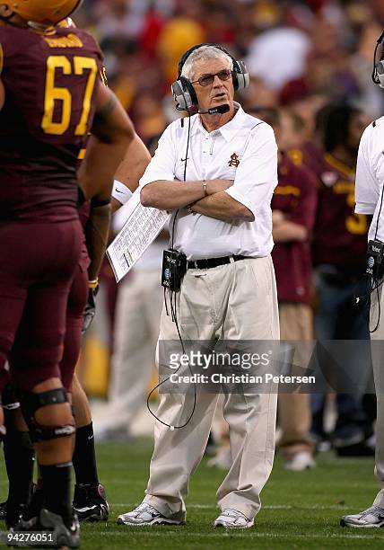 Head coach Dennis Erickson of the Arizona State Sun Devils during the college football game against the Arizona Wildcats at Sun Devil Stadium on...