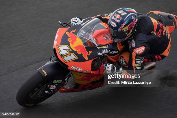 Brad Binder of South Africa and Red Bull KTM Ajo rounds the bend during the MotoGp of Argentina - Free Practice on April 6, 2018 in Rio Hondo,...