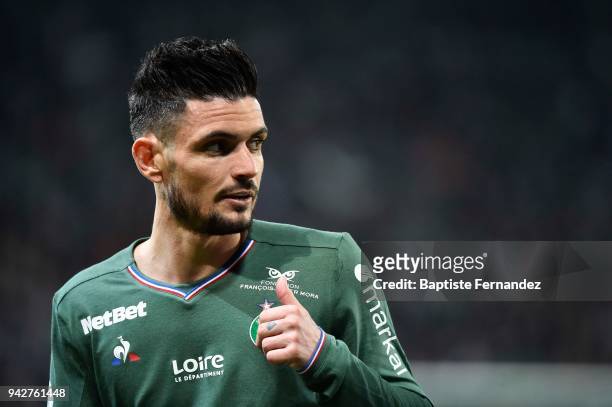 Remy Cabella of Saint Etienne during the Ligue 1 match between AS Saint-Etienne and Paris Saint Germain at Stade Geoffroy-Guichard on April 6, 2018...