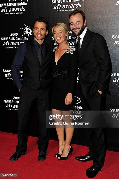 Damien Walshe Howling, Asher Keddie and Gyton Grantley arrive ahead of the 2009 AFI Industry Awards at Regent Theatre on December 11, 2009 in...