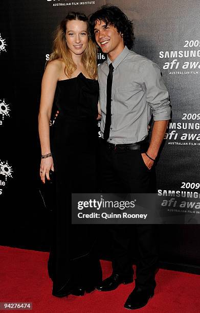 Sophie Lowe and Bobby Morley arrive ahead of the 2009 AFI Industry Awards at Regent Theatre on December 11, 2009 in Melbourne, Australia.