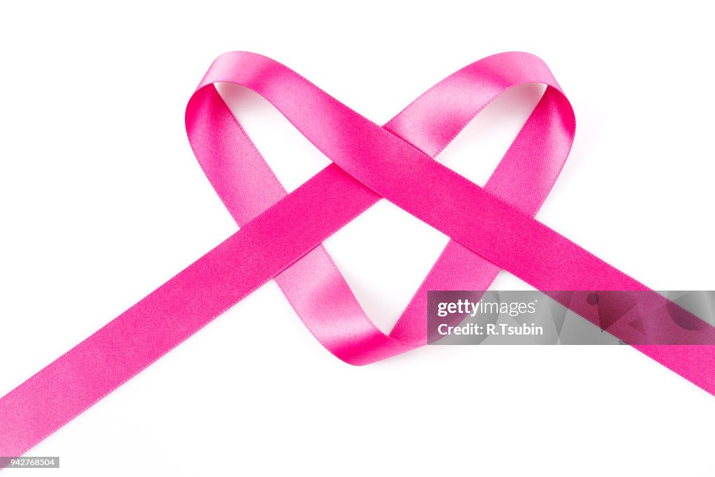 Heart shape pink ribbon