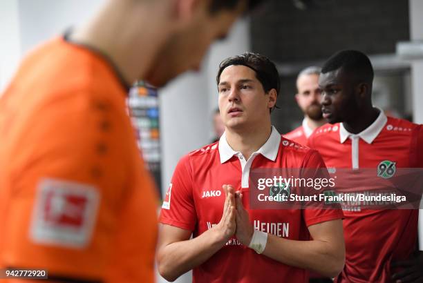 Miiko Albornoz of Hannover in the players tunnel during the Bundesliga match between Hannover 96 and SV Werder Bremen at HDI-Arena on April 6, 2018...