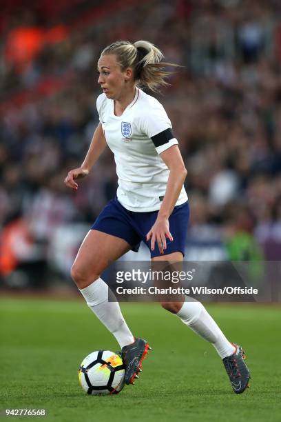 Toni Duggan of England during the Womens World Cup Qualifier between England and Wales Women at St Mary's Stadium on April 6, 2018 in Southampton,...