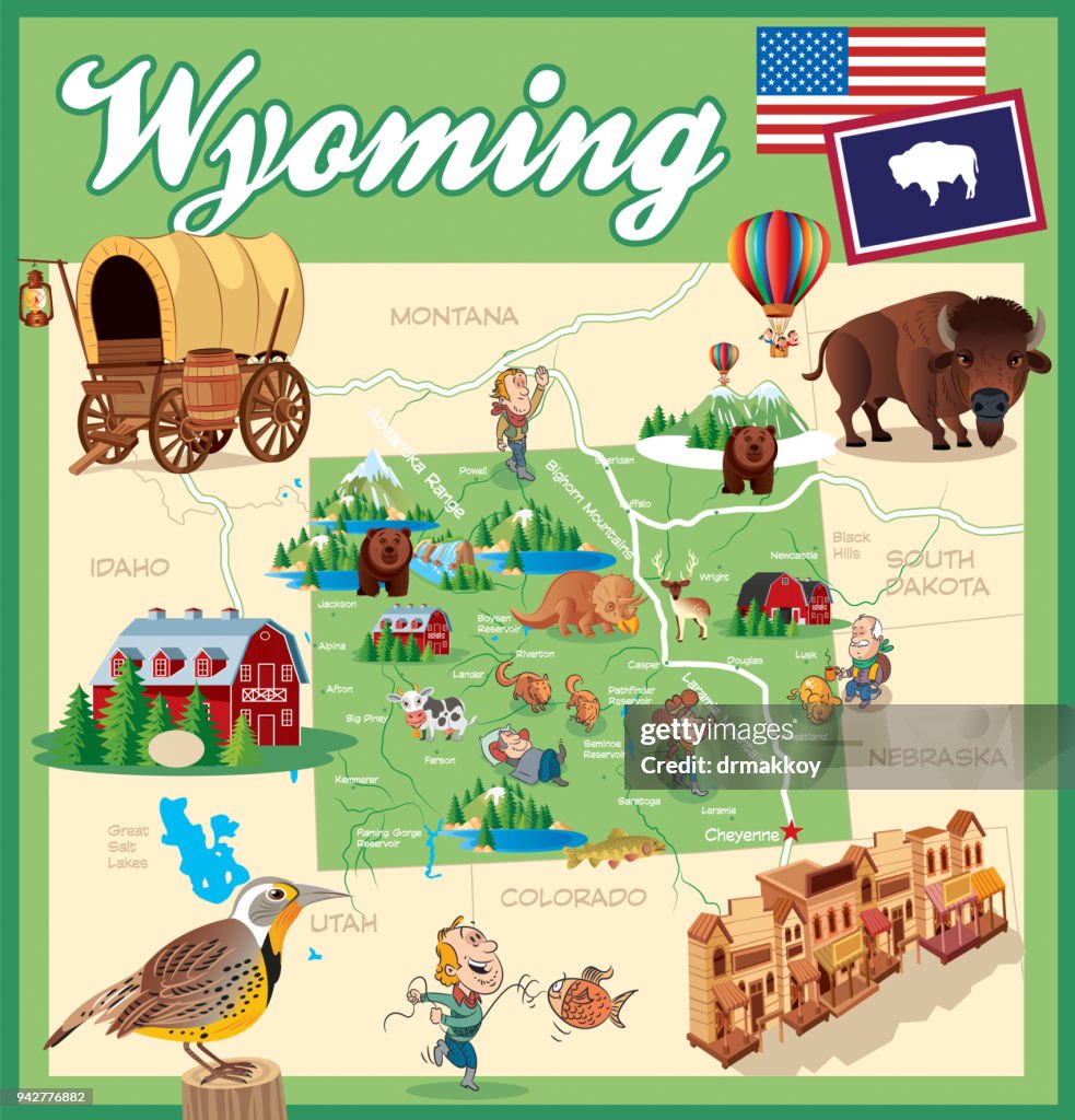 Cartoon Map of Wyoming