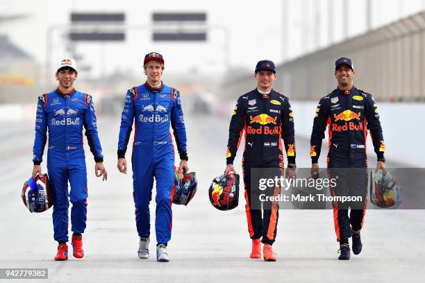 Pierre Gasly of France and Scuderia Toro Rosso, Brendon Hartley of New Zealand and Scuderia Toro Rosso, Daniel Ricciardo of Australia and Red Bull...