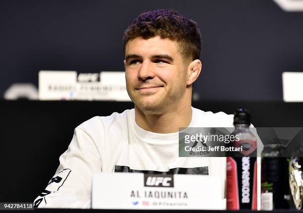 Al Iaquinta interacts with media during the UFC press conference inside Barclays Center on April 6, 2018 in Brooklyn, New York.