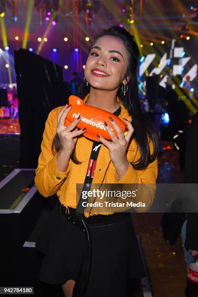 Selina Mour during the Nickelodeon Kids Choice Awards on April 6, 2018 in Rust, Germany.