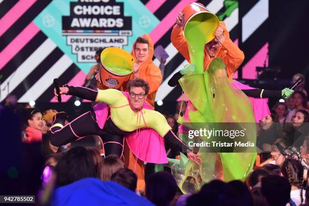 Julia Krueger, Sascha Quade during the Nickelodeon Kids Choice Awards on April 6, 2018 in Rust, Germany.