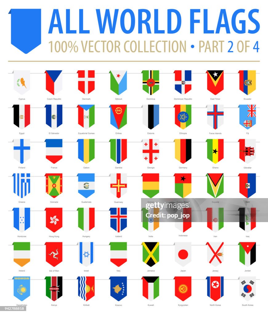 World Flags - Vector Vertical Bookmark Flat Icons - Part 2 of 4