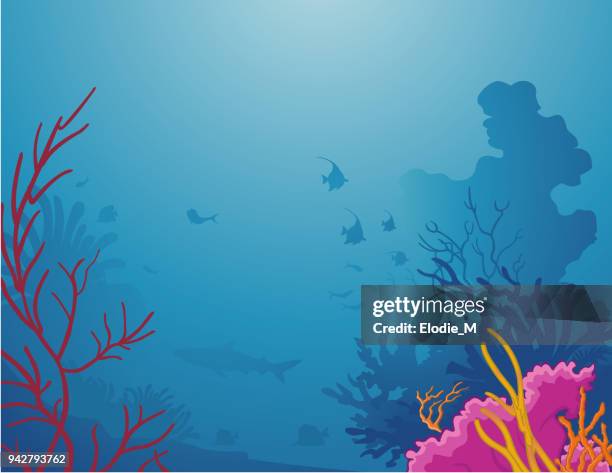 stockillustraties, clipart, cartoons en iconen met zeeleven / la vie sous la mer - perzikkleurig