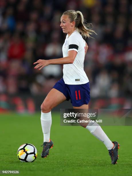 Toni Duggan of England during the Women's World Cup Qualifier between England and Wales at St Mary's Stadium on April 6, 2018 in Southampton, England.