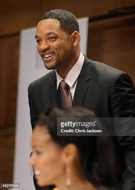 Will Smith his wife Jada Pinkett Smith host a press conference for the Nobel Peace Prize Concert at the Radisson Hotel on December 11, 2009 in Oslo,...