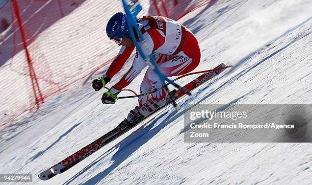 Benjamin Raich of Austria takes 1st place during the Audi FIS Alpine Ski World Cup Men's Super Combined on December 11, 2009 in Val d'Isere, France.