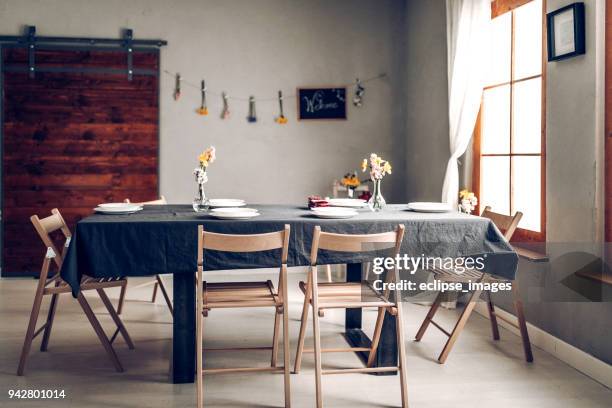 dinner table - dining room set stock pictures, royalty-free photos & images