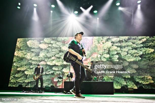 Singer Patrick Stump of the American band Fall Out Boy performs during a concert at the Max-Schmeling-Halle on April 6, 2018 in Berlin, Germany.