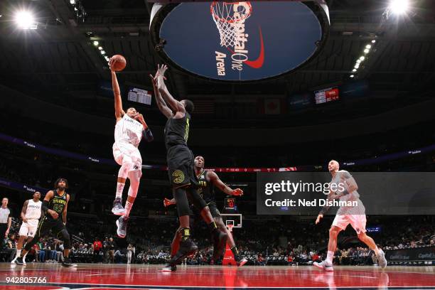 Otto Porter Jr. #22 of the Washington Wizards dunks against the Atlanta Hawks on April 6, 2018 at Capital One Arena in Washington, DC. NOTE TO USER:...