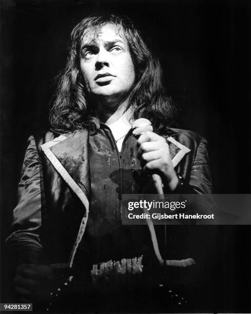 Udo Lindenberg performs on stage in 1975 in Germany.