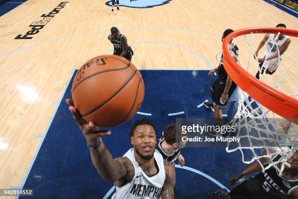 Ben McLemore of the Memphis Grizzlies goes to the basket against the Sacramento Kings on April 6, 2018 at FedExForum in Memphis, Tennessee. NOTE TO...