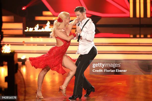 Heiko Lochmann and Kathrin Menzinger perform on stage during the 3rd show of the 11th season of the television competition 'Let's Dance' on April 6,...