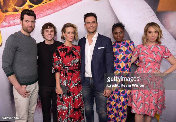 Billy Eichner, Evan Peters, Sarah Paulson, Cheyenne Jackson, Adina Porter and Leslie Grossman attend the "American Horror Story: Cult" For Your...