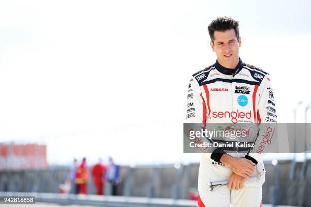 Rick Kelly driver of the Nissan Motorsport Nissan Altima looks on during practice for the Supercars Tasmania SuperSprint on April 7, 2018 in Hobart,...