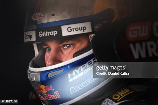Shane Van Gisbergen driver of the Red Bull Holden Racing Team Holden Commodore ZB during practice for the Supercars Tasmania SuperSprint on April 7,...