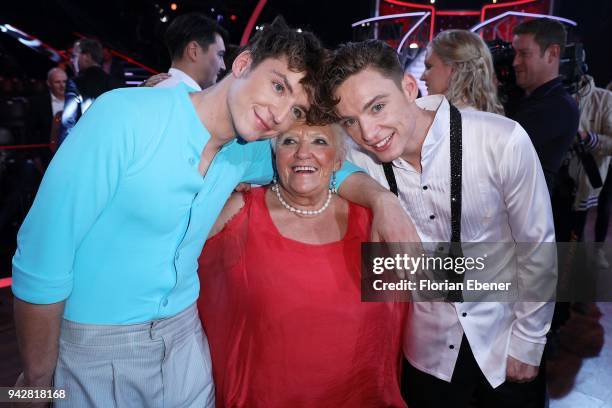 Roman Lochmann , Heiko Lochmann and their grandmother during the 3rd show of the 11th season of the television competition 'Let's Dance' on April 6,...