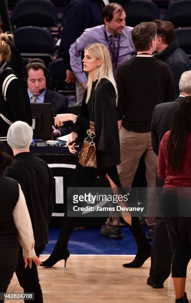 Devon Windsor attends New York Knicks Vs Miami Heat game at Madison Square Garden on April 6, 2018 in New York City.