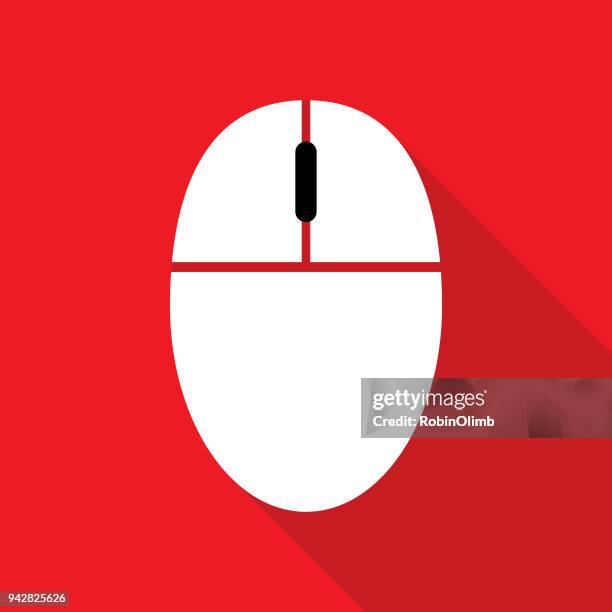 red computer mouse icon - mouse top view stock illustrations
