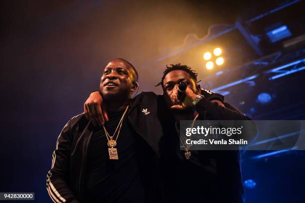 Kojo Funds and Yxng Bane perform at Electric Brixton on April 5, 2018 in London, England.