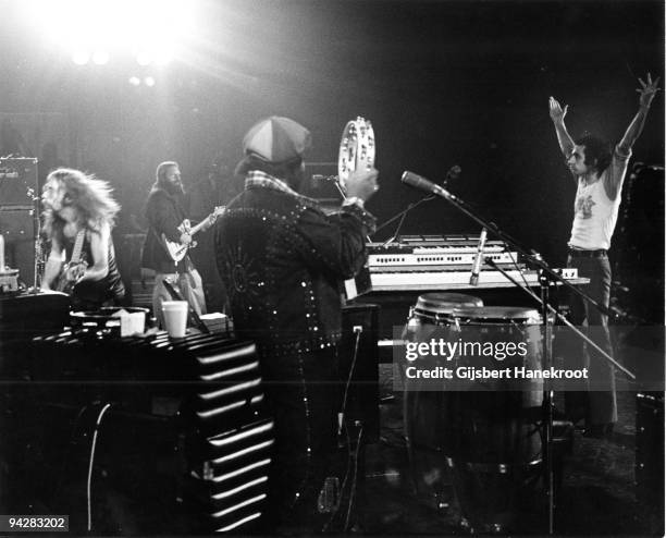 Jeff Skunk Baxter, Denny Dias, Royce Jones and Donald Fagen of Steely Dan perform on stage on July 3rd 1974 in Los Angeles, California, United States.