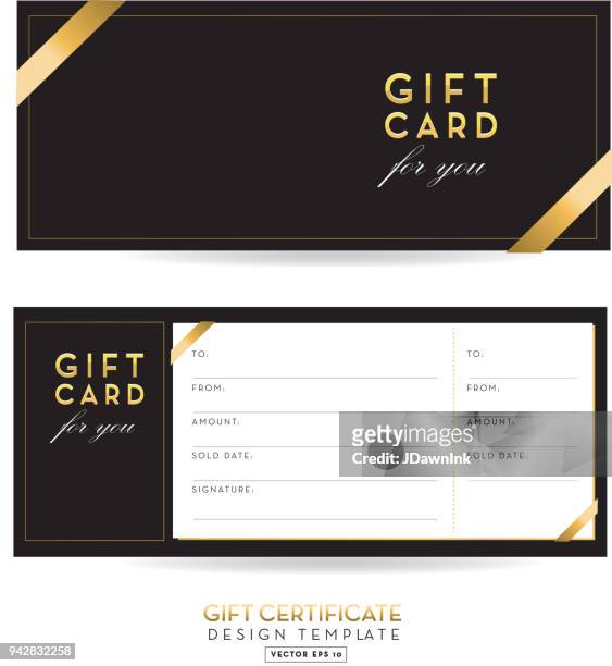 golden glitter gift certificate design background - gift card stock illustrations