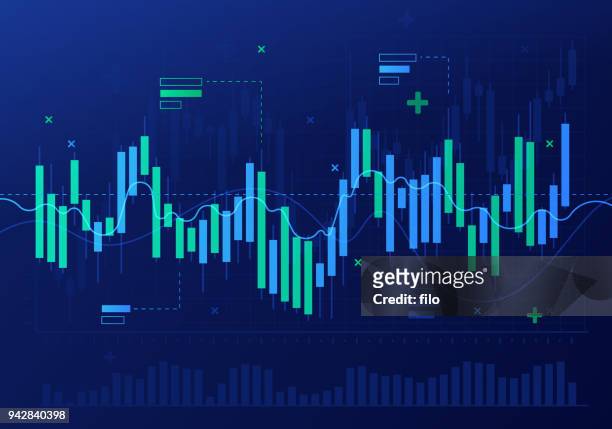 illustrazioni stock, clip art, cartoni animati e icone di tendenza di analisi finanziaria a candele del mercato azionario abstract - diagramma a colonne