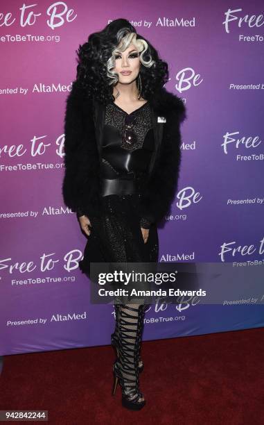 Drag queen Manila Luzon attends the premiere of the AltaMed "Free To Be" sexual health campaign at the Target Terrace Lounge on April 6, 2018 in Los...