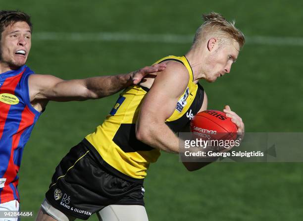 Steven Morris of Richmond marks during the round one VFL match between Port Melbourne and Richmond on April 7, 2018 in Melbourne, Australia.