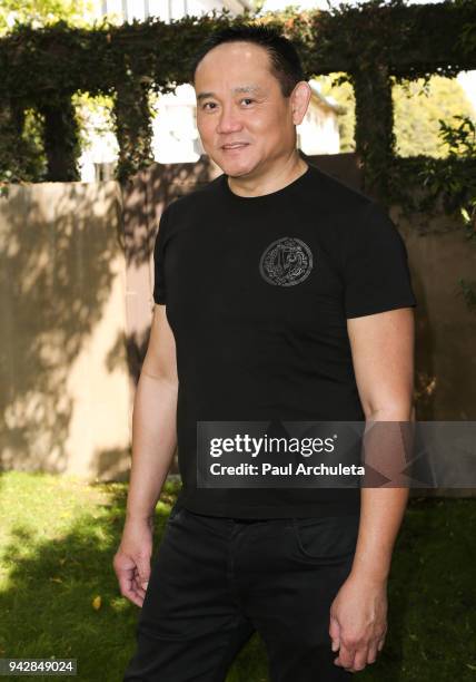 Producer Anthony Young poses on the set of Amazon Prime's "Chosen Kin: Origins" on April 6, 2018 in Pasadena, California.
