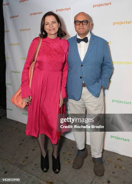 Guests attend ProjectArt "My Kid Could Do That" Los Angeles Benefit and Exhibition at The Underground Museum on April 6, 2018 in Los Angeles,...