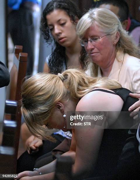 Norwegian Stina Brendeno Hagen reacts during her trial in Cochabamba, Bolivia on December 11, 2009. Brendeno and compatriot Madeleine Alicia...
