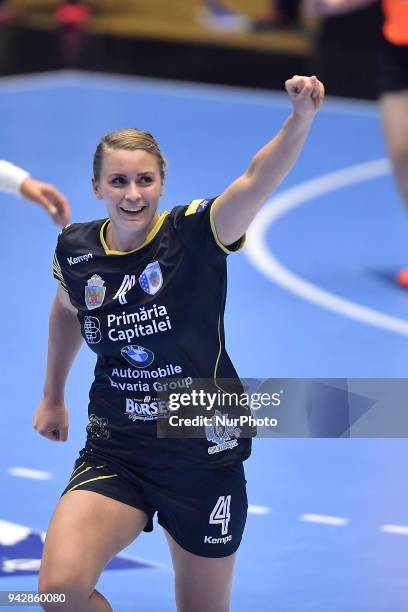 Bucharest's Isabelle Gullden during 2017/18 EHF Women's Champions League Quarter Final match between CSM Bucharest and Metz Handball at Polyvalent...