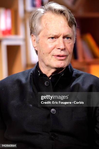 Writer J.M.G. Le Clezio poses during Tv talk show " La Grande Librairie" on France 5 presented by Francois Busnel in Paris, France on .