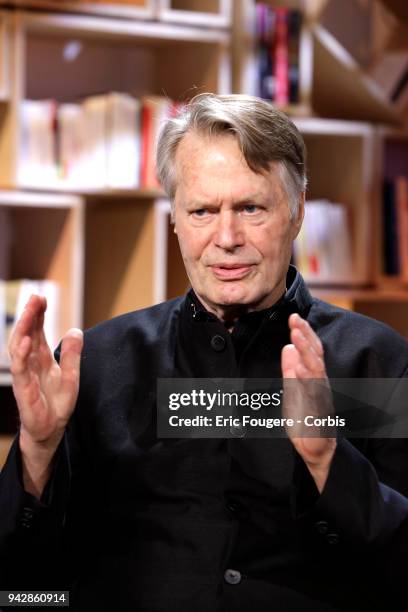 Writer J.M.G. Le Clezio poses during Tv talk show " La Grande Librairie" on France 5 presented by Francois Busnel in Paris, France on .