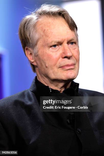 Writer J.M.G. Le Clezio poses during Tv talk show " La Grande Librairie" on France 5 presented by Francois Busnel in Paris, France on .